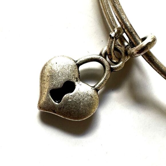 Alex and Ani silver tone heart locket bangle bracelet - Picture 7 of 8